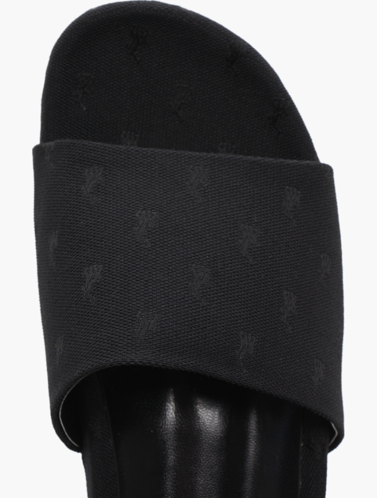 MyRunway | Shop Polo Black Jacquard Open Toe Slides for Men from